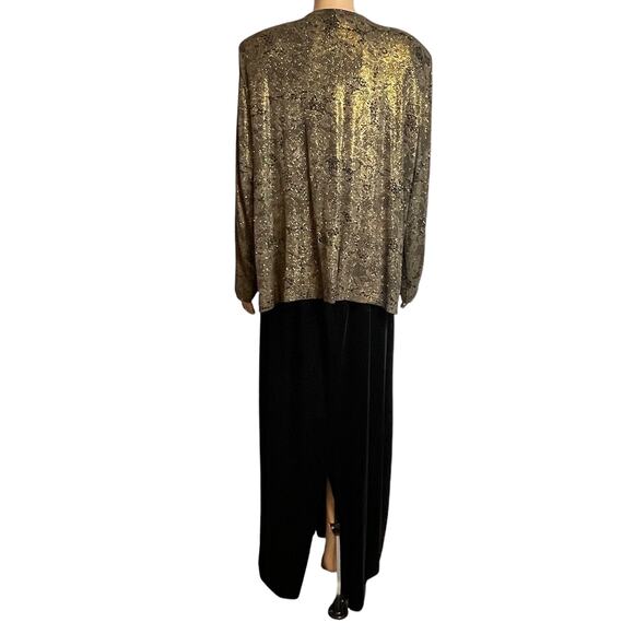 Patra Vtg Black Gold Glitter Evening 2 Pc Dress & Jacket Formal Maxi Dress 20 - Picture 4 of 17
